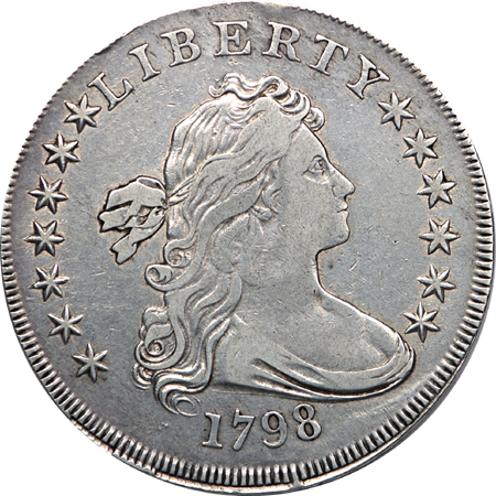 1798 (B-9 R.4) Draped Bust dollar, off-center strike, VF-30