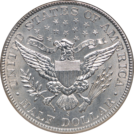 1906-S Barber half-dollar, NGC MS-64