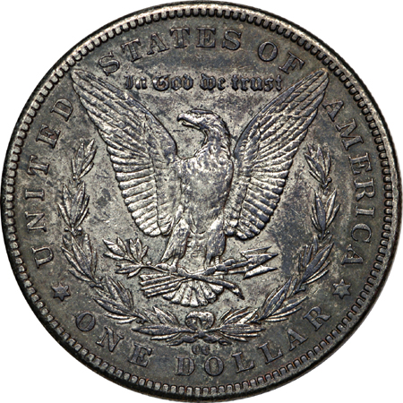 1889-CC Morgan silver dollar, XF-45, artificially toned