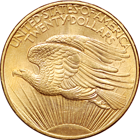 1908 "no motto" Saint-Gaudens double-eagle, MS-63