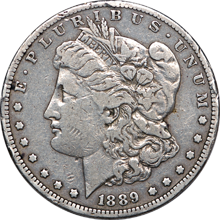 1889-CC Morgan dollar, F-12, damaged rims