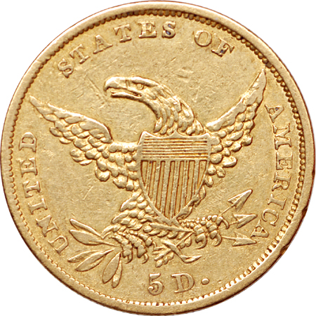 1835 Classic Head half-eagle, VF-35