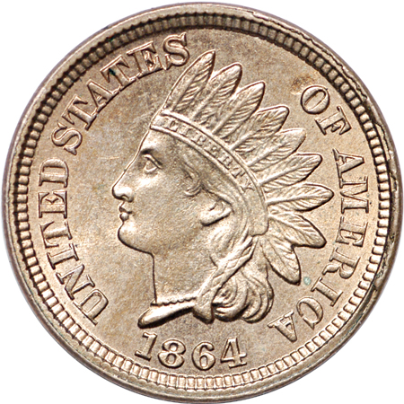 1864 "copper-nickel" Indian Head cent, MS-64