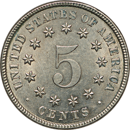 1883/2 (FS-013) Shield nickel, MS-60, surface residue