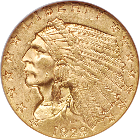 1929 Indian quarter-eagle, NGC MS-64