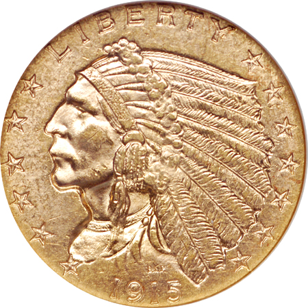 1915 Indian quarter-eagle, NGC MS-63