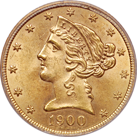 1900 Coronet half-eagle, PCGS MS-64