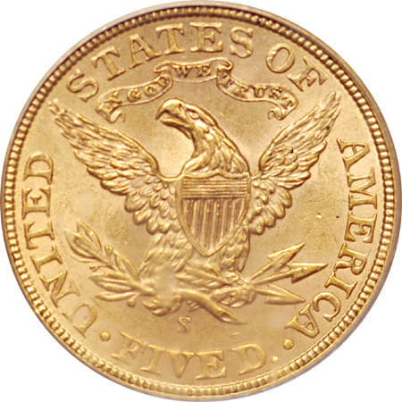 1905-S Coronet half-eagle, PCGS MS-63