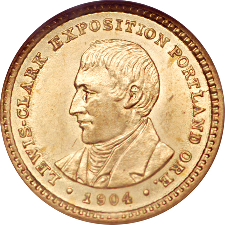 1904 Lewis and Clark commemorative gold dollar, NGC MS-62