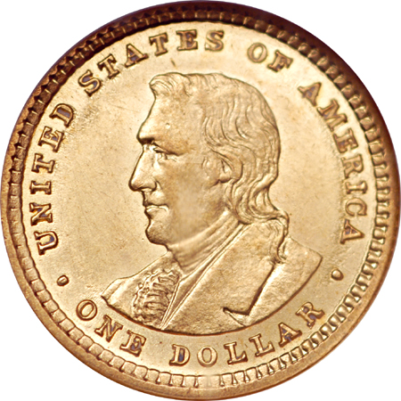 1904 Lewis and Clark commemorative gold dollar, NGC MS-62