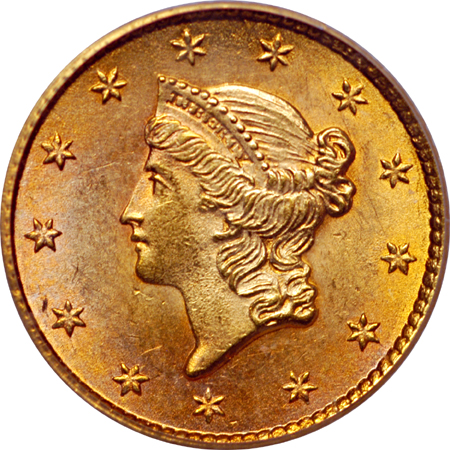 1853 gold dollar, PCGS MS-63