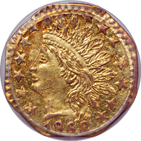 1868 (BG-799T) quarter-dollar, PCGS MS-62