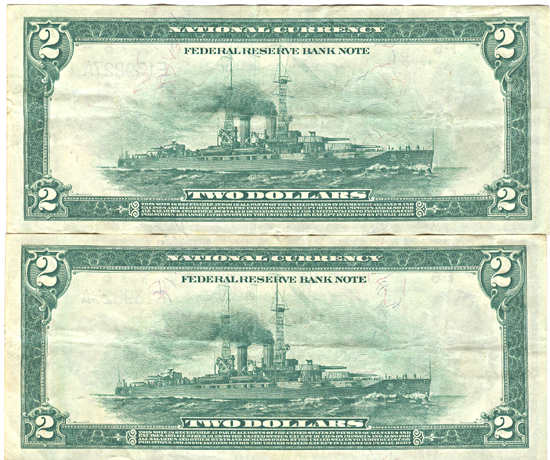 Sequential Pair of 1918 $2.00 "Battleships" Atlanta.  VF.