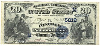 1882 $20.00. Danville, IL Charter# 5812 Date Back. XF.