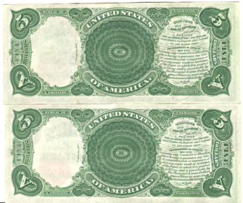 Pair of Sequential 1907 $5.00.  XF.