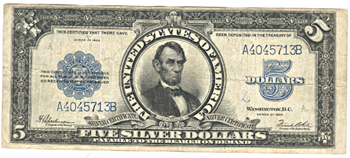 1923 $5.00.  VF.