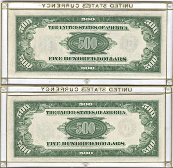 Two Consecutive 1934-A $500.00 St. Louis.  CHCU.