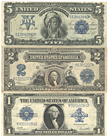 Three Large Size Silver Certificates.