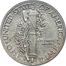 1916-D Mercury dime, PCGS XF-45