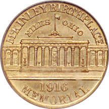 1916 McKinley commemorative gold dollar, PCGS MS-64