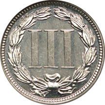 1881 Proof three-cent nickel, NGC PR-67 CAMEO