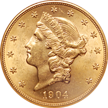 1904 Coronet double-eagle, NGC MS-64