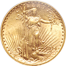 1914-S (pair) Saint-Gaudens double-eagles, PCGS MS-63