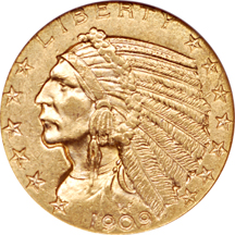 1909-D Indian half-eagle, NGC MS-63