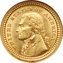 1903 Jefferson commemorative gold dollar, NGC MS-64