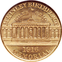 1916 McKinley commemorative gold dollar, NGC MS-64