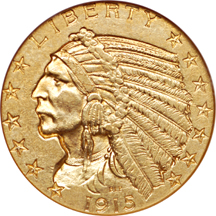 1914 and 1915 Indian half-eagle, NGC AU-58