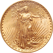 1914-S Saint-Gaudens double-eagle, PCGS MS-65