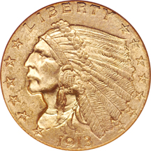 1913 Indian quarter-eagle, NGC MS-63