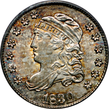 1830 (LM-8) Capped Bust half-dime, PCGS MS-64