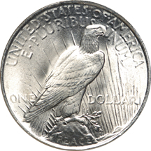 1922 Peace dollar, NGC MS-66