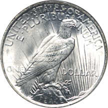 1922 Peace dollar, NGC MS-66