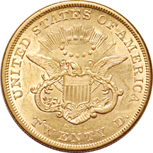 1854 'small date' Coronet double eagle AU-55