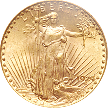 1924 and 1925 Saint-Gaudens double-eagles, PCGS MS-65