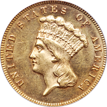 1878 Three-dollar, PCGS M-62