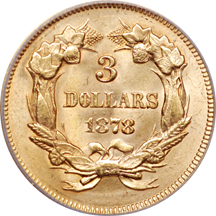 1878 Three-dollar, PCGS M-62