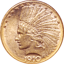 1910-D Indian eagle, NGC MS-61