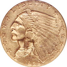 1929 Indian quarter-eagle, NGC MS-63