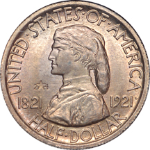 1921 '2*4' Missouri commemorative half-dollar, NGC MS-65