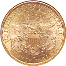 1883-S Coronet double-eagle, NGC MS-61