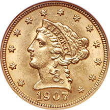 1907 Coronet quarter-eagle, NGC MS-63