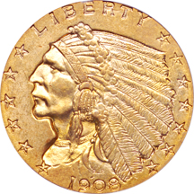 1908 Indian quarter-eagle, PCGS MS-63