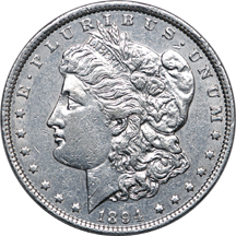 1894 Morgan dollar EF-45, cleaned.