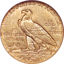 1914-D Indian quarter-eagle, NGC MS-62