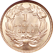 1882 gold dollar, NGC MS-67