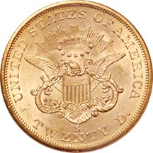 1857-S Coronet double-eagle, NGC MS-63